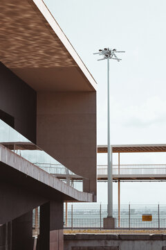 Modern concrete architecture by the waterfront