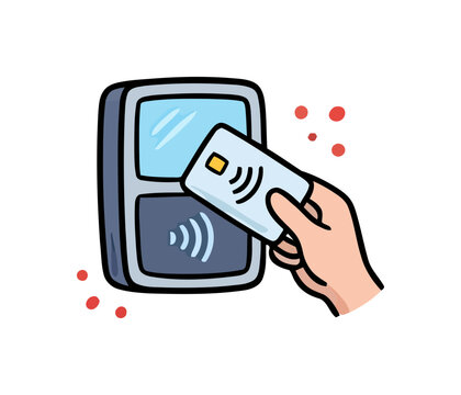 Hand holding access card near reader for entry while connection is made with wireless waves