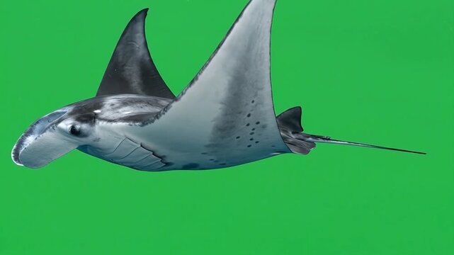 Majestic Giant Manta Ray Swimming Gracefully Through Vibrant Green Waters