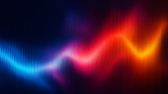 Abstract neon light wave background, vibrant glowing audio spectrum on dark backdrop, colorful digital sound frequency visualization