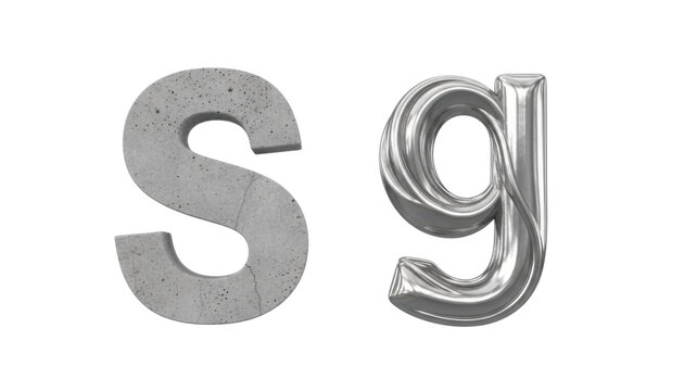 Letters S and G Made of Concrete and Silver