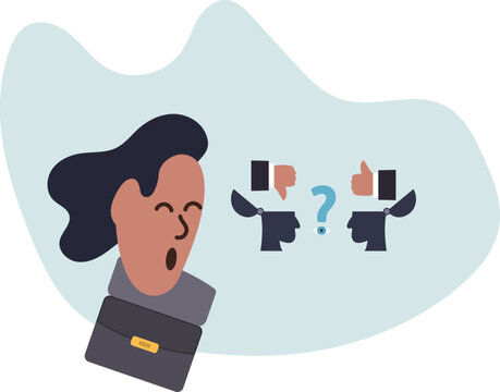 Perception process to interpret information, though or opinion depend on personality or perspective, difference bias or illusion .human life and situation.vector illustration.