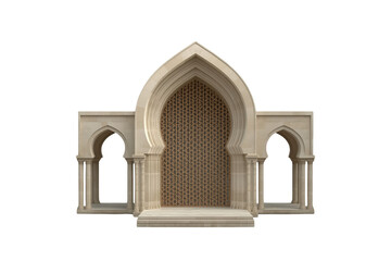 Fototapeta premium Wide decorative cream arch facade isolated on transparent background
