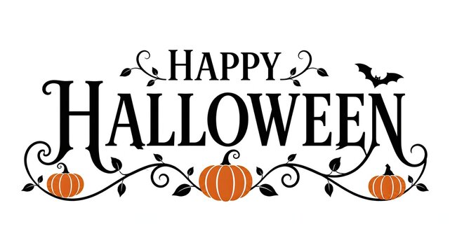Hand-drawn Halloween greeting with pumpkins and elegant script for festive designs
