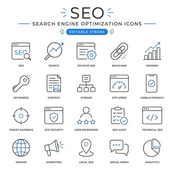 business and finance icons, SEO Search Engine Optimization Icons Set Vector Illustration