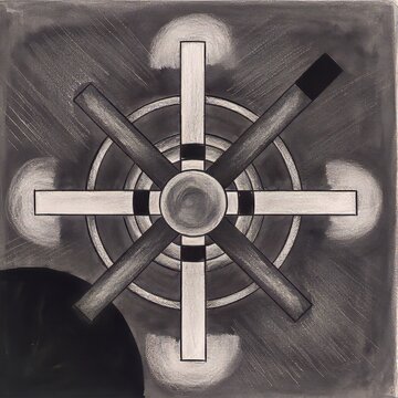 Precision abstract crosshairs reticle design targeting geometric scope aim