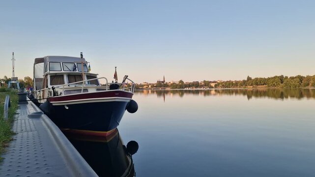 Ziegelinnensee waterfront and lakeside infrastructure in Schwerin, Germany