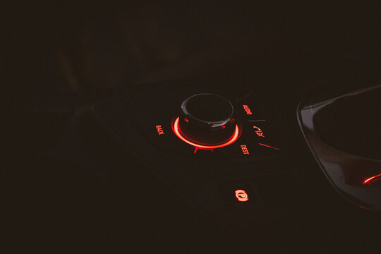 The interior of the car at night
