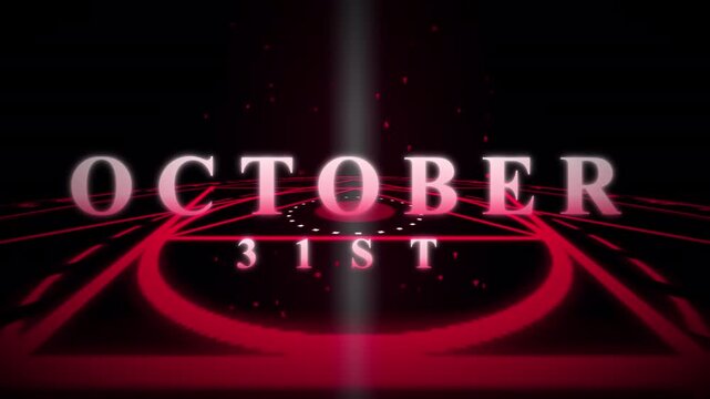 Animated 3D October 31st Halloween Text Over Glowing Red Pentagram