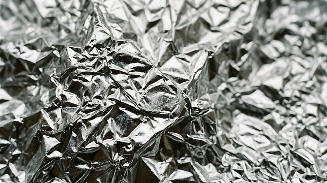 Crumpled aluminum foil metallic texture background