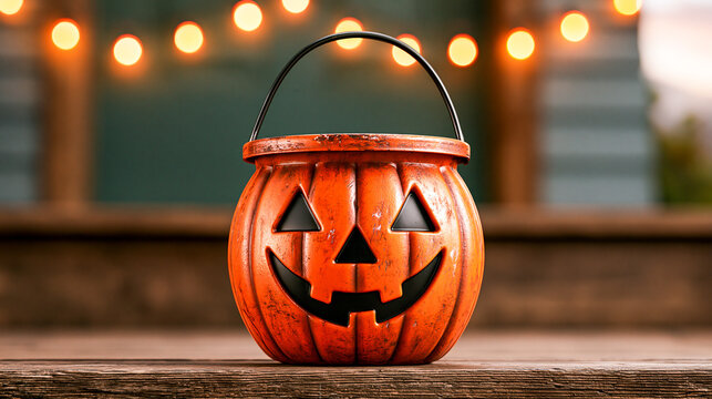 Jack O Lantern Bucket Porch Steps Halloween 4K