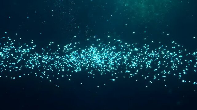 Bioluminescent Plankton Glowing Underwater Particles Flow