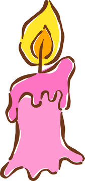 Hand drawn Pink Candle Whimsical Illustration
