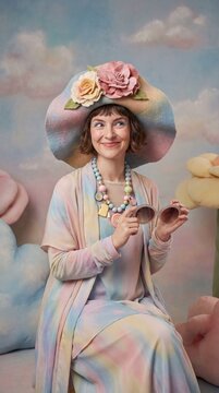 Pastel Dreamer in Floral Hat