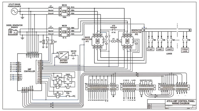 Technical electrical schematic diagram of a complex industrial control circuit.