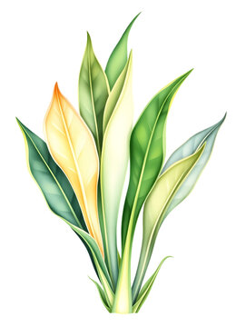 Upright long leaves in yellow and green