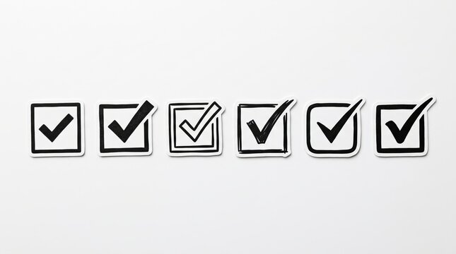 Row of six checkboxes with five checked and one unchecked in sequence.