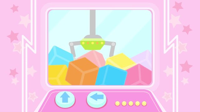 クレーンゲームのイラスト動画