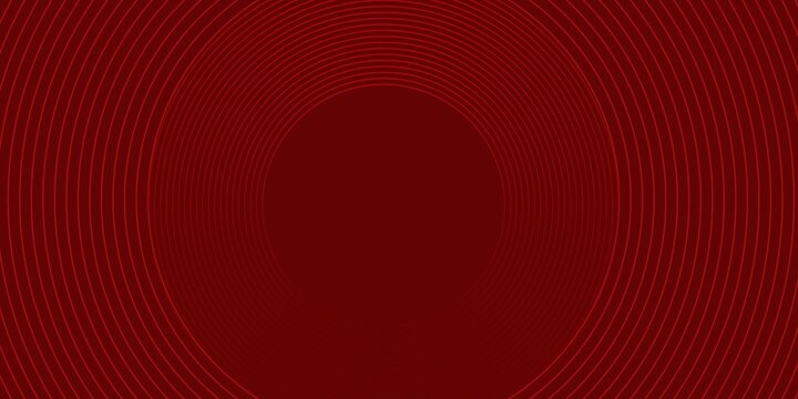Abstract red geometric lines glowing on a dark red background. Modern shiny red circle line pattern. Futuristic technology concept.