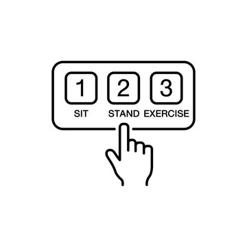 Line icon depicting digital memory preset buttons for sitting, standing, and exercising desk heights. 