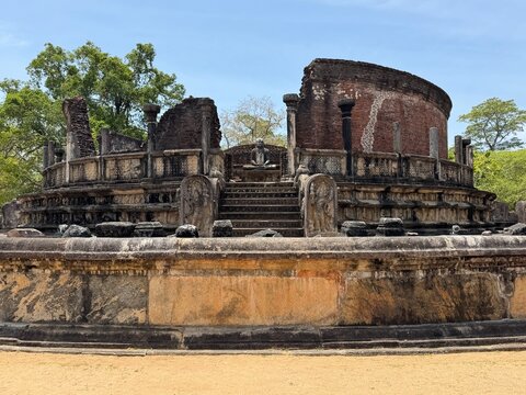 Buddha Temple from The Ancient Castle Ruins of King Parakramabahu I, Ancient City of Polonnaruwa, Sri Lanka