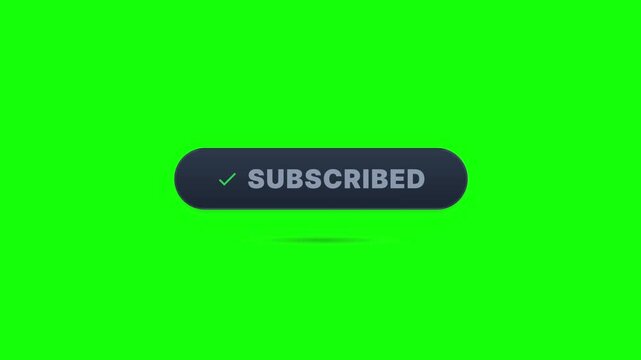 Dynamic Green Screen Animation of a 'SUBSCRIBED' Button with Checkmark for Engaging Video Content and Digital Media Overlays