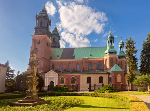 Cathedral on Ostrow Tumski in Poznan, Poland Under Blue Sky