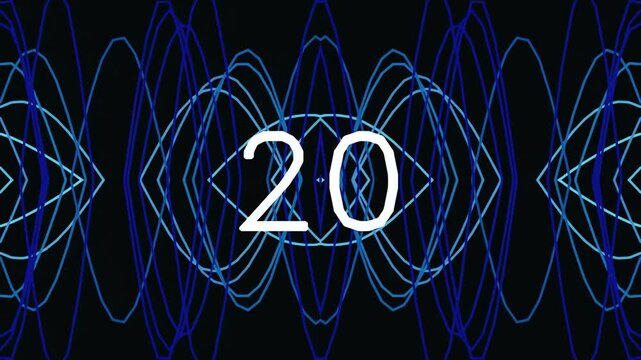 Abstract digital sound waves with number twenty in center