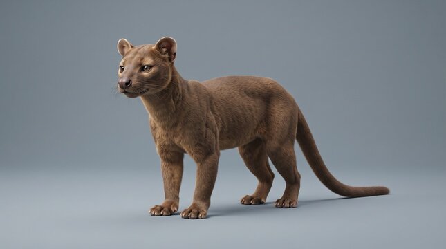 Fossa Standing in Studio Portrait, Wildlife Animal Photography