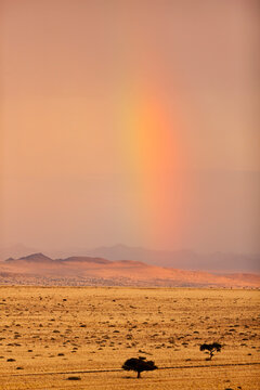 Africa, Namibia, Namib Desert, View of rainbow on gondwana sperrgebiet rand park