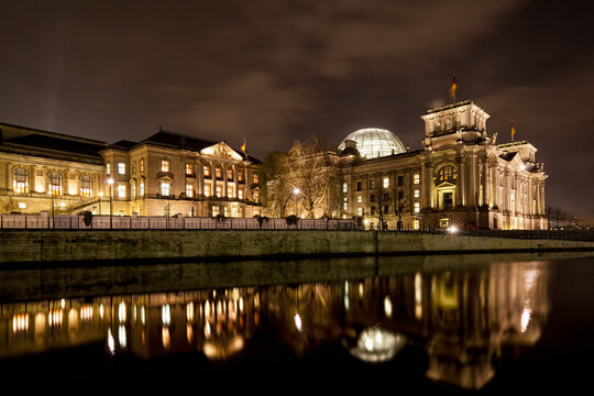 Germany, Berlin, View of Reichstag building at night