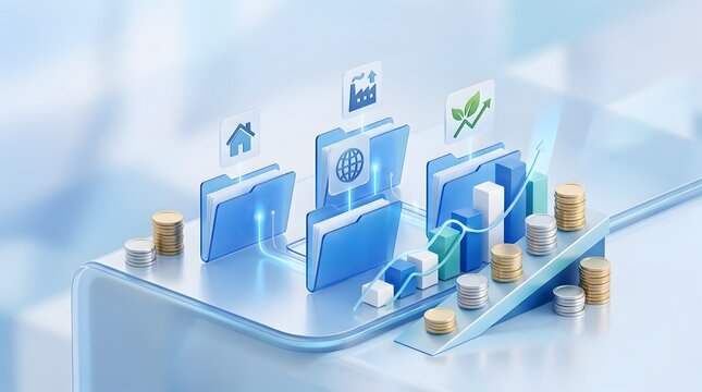 Digital data management and financial portfolio organization concept