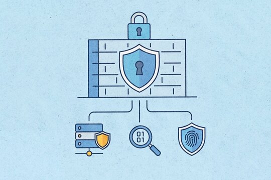 Illustration shows cyber security and data protection concepts