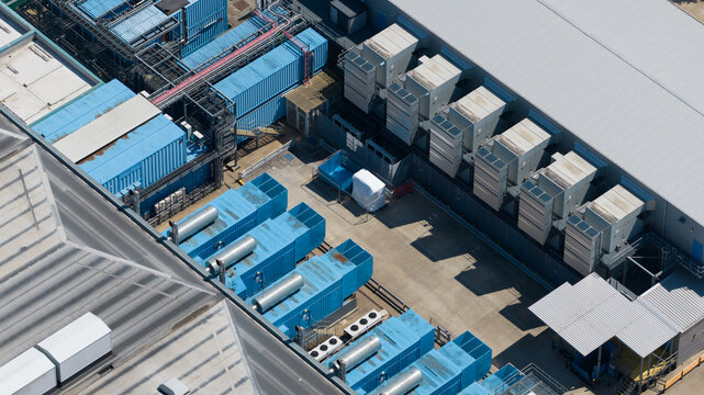 Drone captures aerial view of datacenter infrastructure