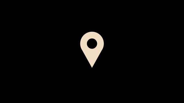 Minimalist cream color map location pin icon pulsing for navigation and geo targeting interface motion graphics 4K animation
