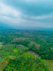 Fototapete Grün Beautiful morning view indonesia Panorama Landscape paddy fields with beauty color and sky natural light  © rahmadhimawan