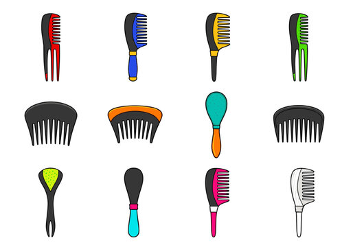 Colorful afro hair pick and ebony icon comb set