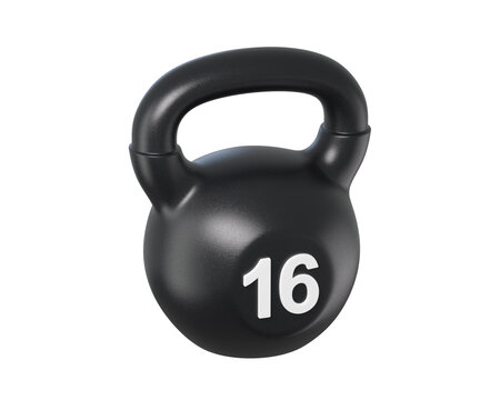3d Black kettlebell for strength training, home workouts, CrossFit, weightlifting, cardio fitness, and full-body muscle conditioning. 3d render
