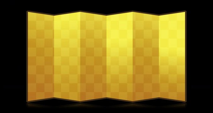 金屏風が広がるアニメーション（和風・市松模様・お祝い・背景素材）
