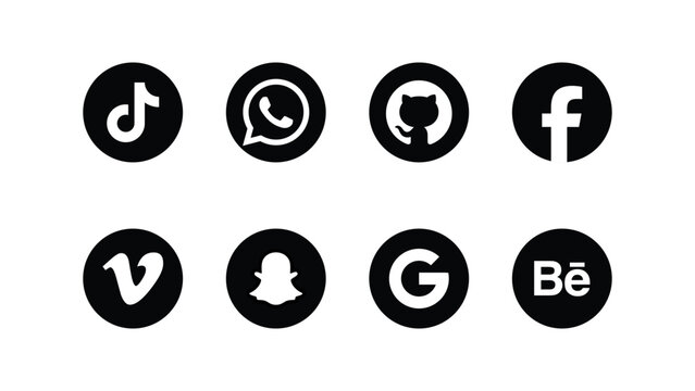 Social Media Icons Collection 2026, Social Network Icons Set, TikTok, WhatsApp, GitHub, Facebook, Vimeo, Snapchat, Google, Behance Logos
