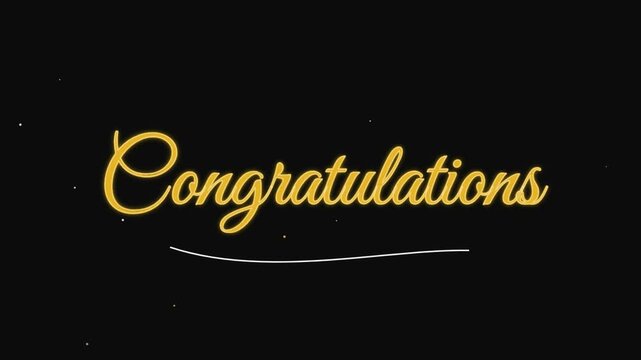 Glowing Gold Congratulations Script Text Animation for Celebration Background
