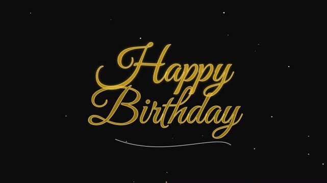 Golden Happy Birthday Calligraphy Text Motion Graphics Animation on Dark Background