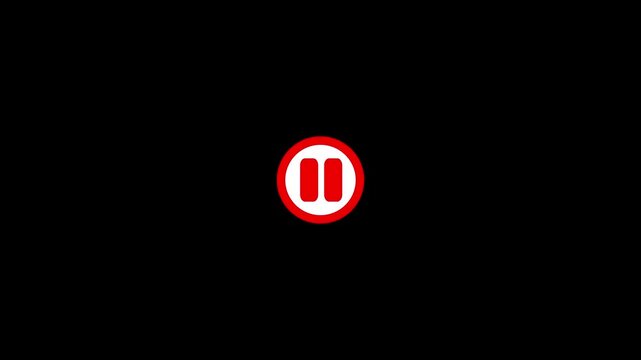 Cursor arrow clicking play and pause button with alpha channel. Mouse pointer click media player icon animated on transparent background 4k video.