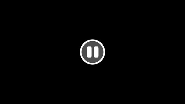 Cursor arrow clicking play and pause button with alpha channel. Mouse pointer click media player icon animated on transparent background 4k video.