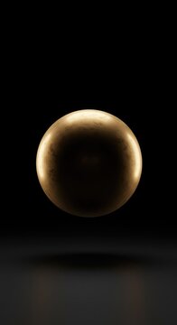 A brightly lit, smooth metallic sphere floating perfectly centered against an infinitely dark, featureless, and ambiguous background void ,geometric ,isolation ,ambiguity