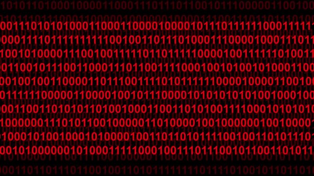 Digital code stream digital data stream with red technology, binary and code 4k video 