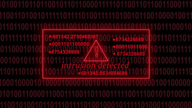 Digital glitch effect overlaying a red warning sign within a code editor displaying  syntax and system status messages creating a cybersecurity alert concept