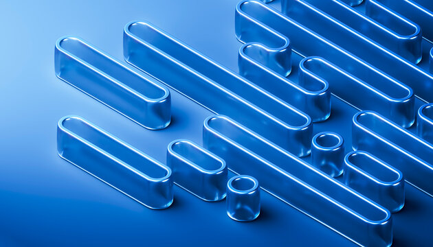 3D Blue Digital Architecture