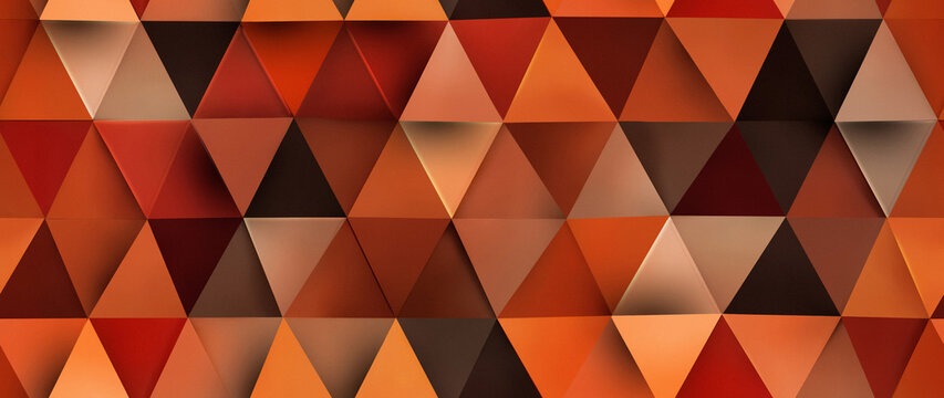 Seamless 3D geometric triangle pattern. Abstract orange and brown poly background