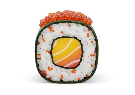 Delicious sushi roll with spicy mayo topping